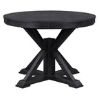 Table à manger extensible Okak moderne du milieu du siècle, table de cuisine ronde avec rallonge de 30 cm pour 4 à 6 personnes