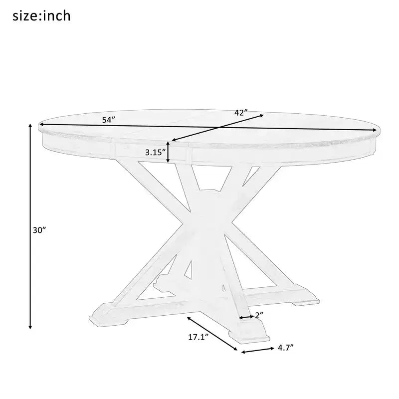 Table à manger extensible Okak moderne du milieu du siècle, table de cuisine ronde avec rallonge de 30 cm pour 4 à 6 personnes