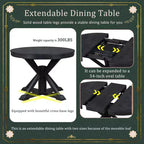 Table à manger extensible Okak moderne du milieu du siècle, table de cuisine ronde avec rallonge de 30 cm pour 4 à 6 personnes