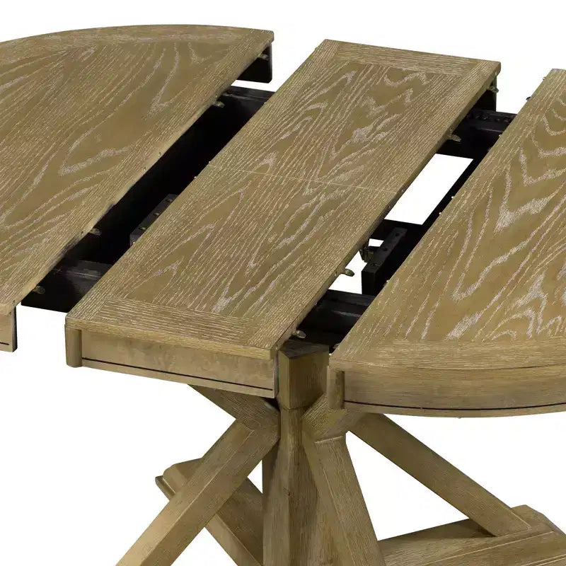 Table à manger extensible Okak moderne du milieu du siècle, table de cuisine ronde avec rallonge de 30 cm pour 4 à 6 personnes