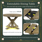 Table à manger extensible Okak moderne du milieu du siècle, table de cuisine ronde avec rallonge de 30 cm pour 4 à 6 personnes