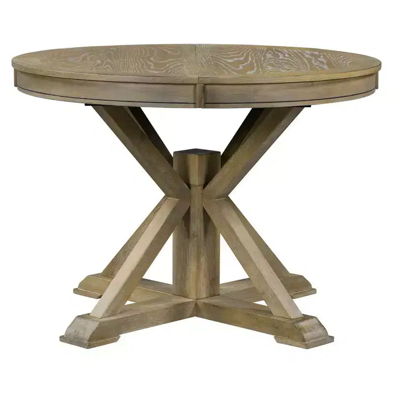 Table à manger extensible Okak moderne du milieu du siècle, table de cuisine ronde avec rallonge de 30 cm pour 4 à 6 personnes