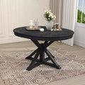 Table à manger extensible Okak moderne du milieu du siècle, table de cuisine ronde avec rallonge de 30 cm pour 4 à 6 personnes