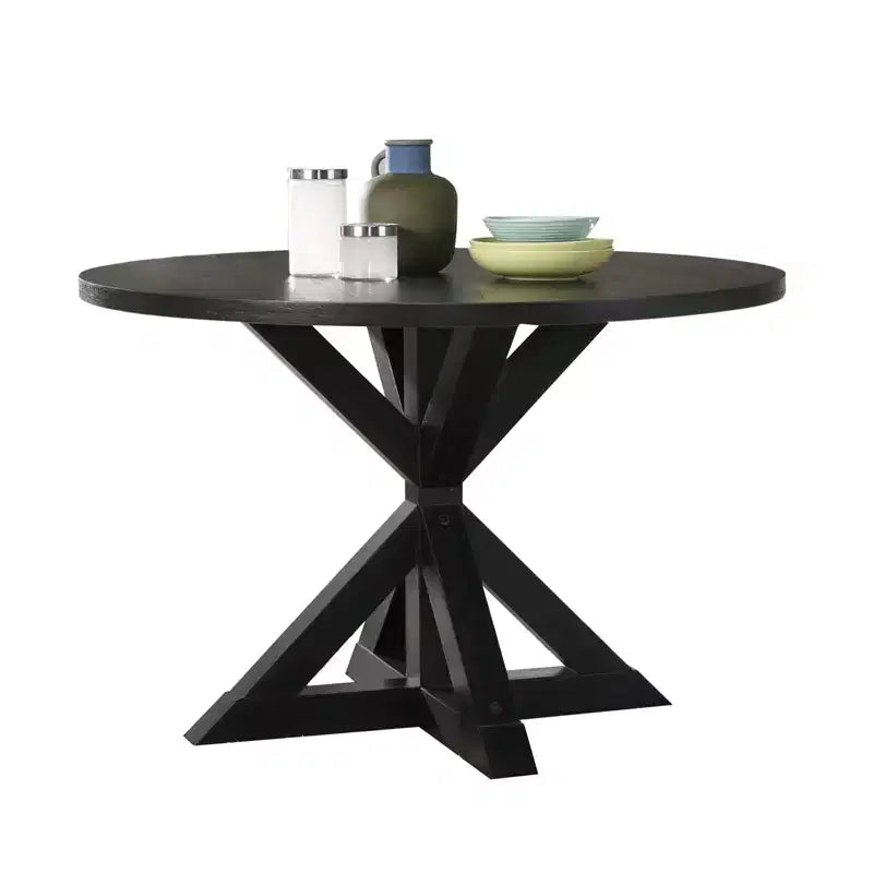 Table à manger ronde Okak 48 Table à manger moderne du milieu du siècle avec pieds croisés pour salle à manger, salon
