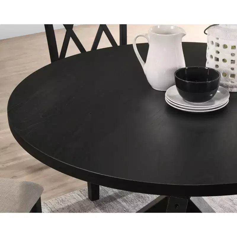 Table à manger ronde Okak 48 Table à manger moderne du milieu du siècle avec pieds croisés pour salle à manger, salon