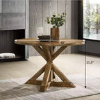 Table à manger ronde Okak 48 Table à manger moderne du milieu du siècle avec pieds croisés pour salle à manger, salon