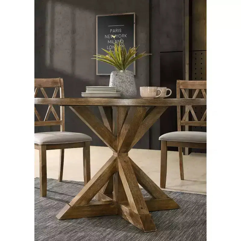 Table à manger ronde Okak 48 Table à manger moderne du milieu du siècle avec pieds croisés pour salle à manger, salon