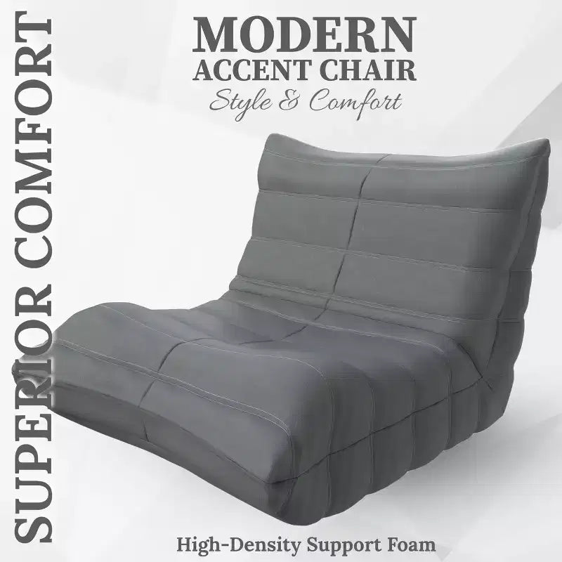 Fauteuil d'appoint moderne - Fauteuil rembourré confortable avec coussin haute densité et mousse moelleuse - Chaise pour salon ou chambre à coucher - Gris Leathaire