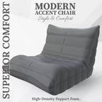 Fauteuil d'appoint moderne - Fauteuil rembourré confortable avec coussin haute densité et mousse moelleuse - Chaise pour salon ou chambre à coucher - Gris Leathaire