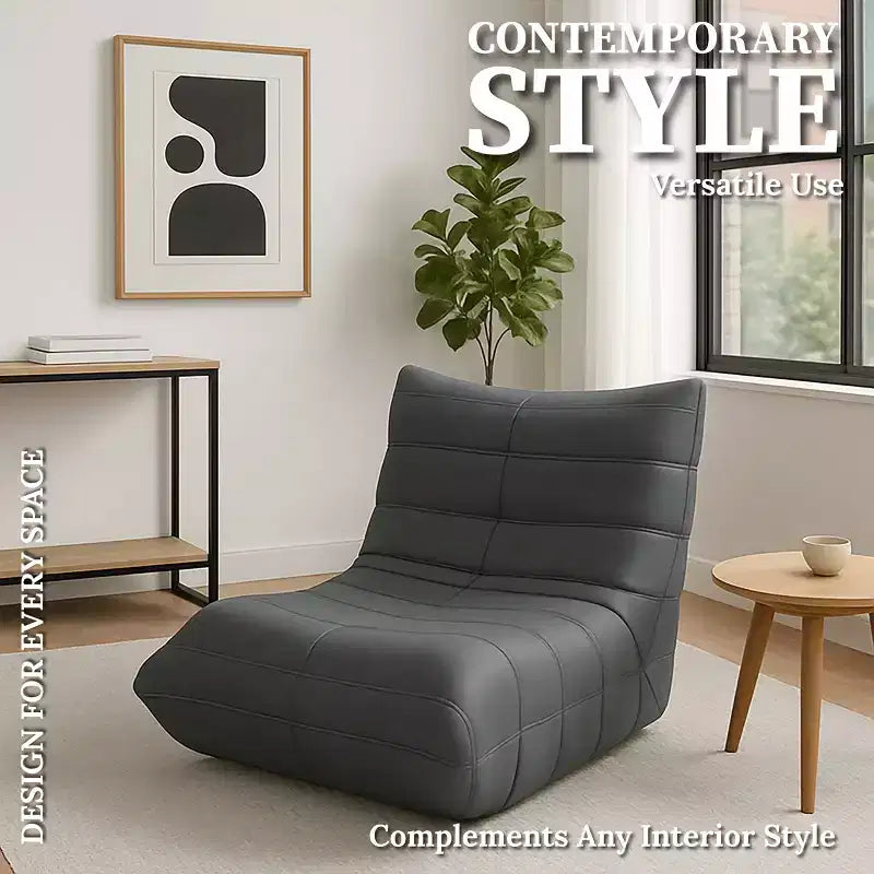 Fauteuil d'appoint moderne - Fauteuil rembourré confortable avec coussin haute densité et mousse moelleuse - Chaise pour salon ou chambre à coucher - Gris Leathaire