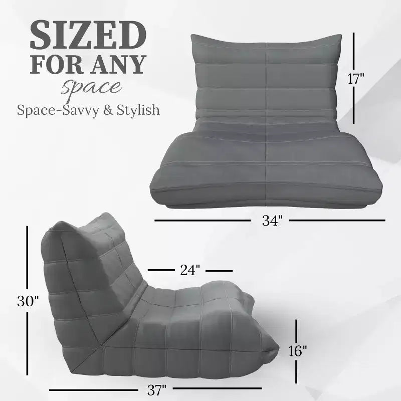 Fauteuil d'appoint moderne - Fauteuil rembourré confortable avec coussin haute densité et mousse moelleuse - Chaise pour salon ou chambre à coucher - Gris Leathaire