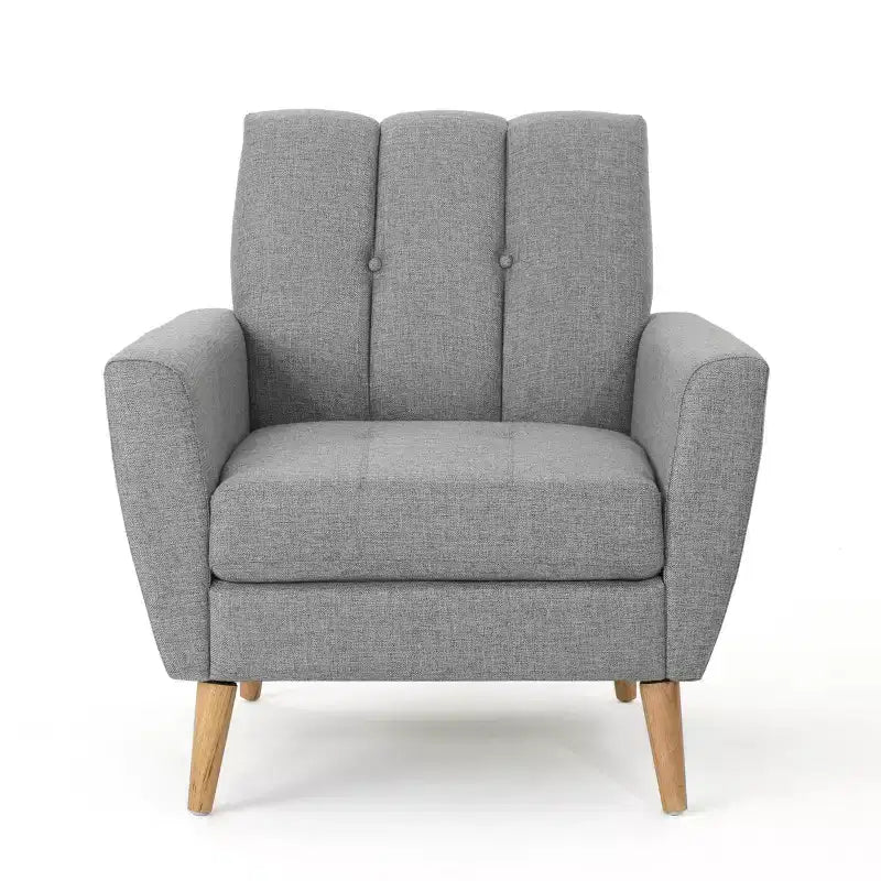 Fauteuil club capitonné en tissu avec passepoil Angelina Mid-Century GDFStudio