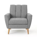 Fauteuil club capitonné en tissu avec passepoil Angelina Mid-Century GDFStudio