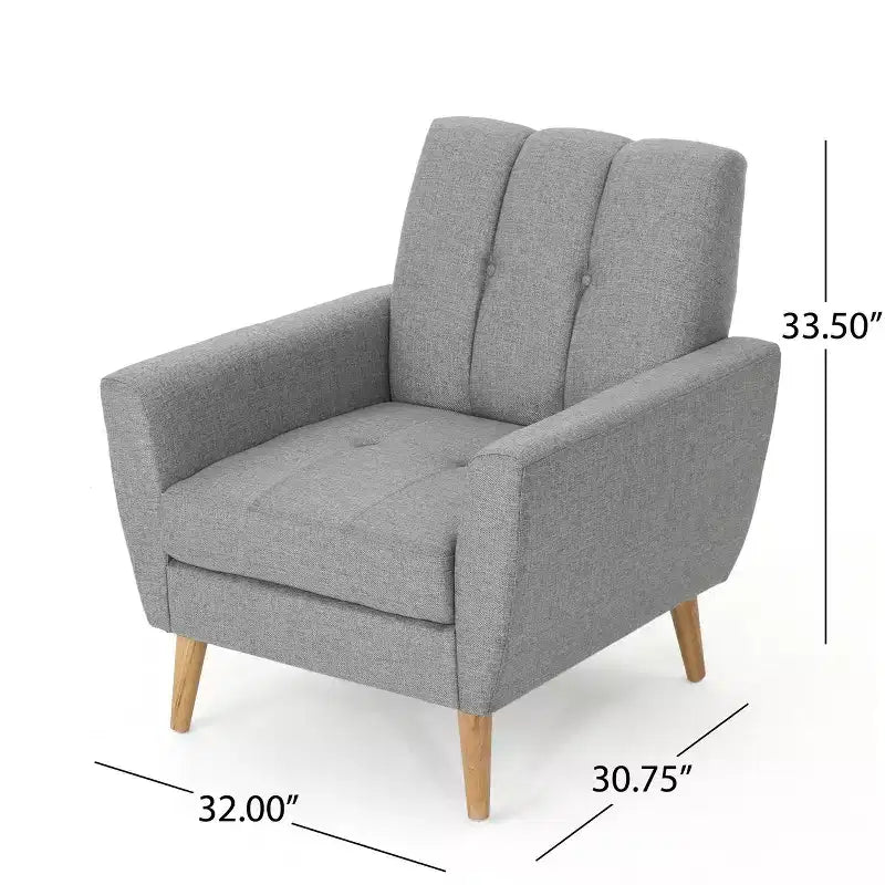 Fauteuil club capitonné en tissu avec passepoil Angelina Mid-Century GDFStudio