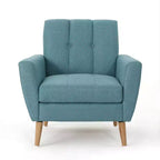 Fauteuil club capitonné en tissu avec passepoil Angelina Mid-Century GDFStudio