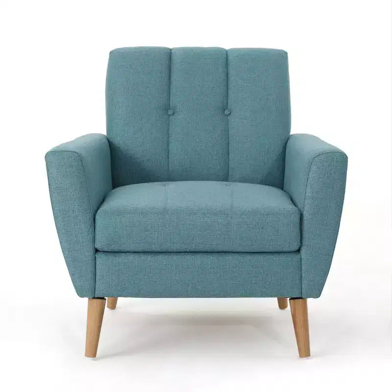 Fauteuil club capitonné en tissu avec passepoil Angelina Mid-Century GDFStudio
