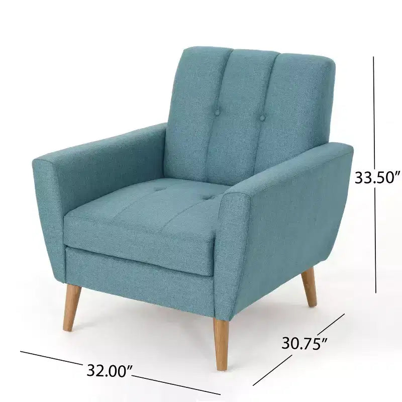 Fauteuil club capitonné en tissu avec passepoil Angelina Mid-Century GDFStudio