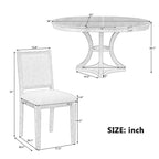 Ensemble de salle à manger rétro Merax élégant 5 pièces avec table ronde extensible et 4 chaises rembourrées