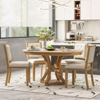 Ensemble de salle à manger rétro Merax élégant 5 pièces avec table ronde extensible et 4 chaises rembourrées