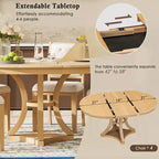 Ensemble de salle à manger rétro Merax élégant 5 pièces avec table ronde extensible et 4 chaises rembourrées
