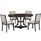 Ensemble de salle à manger rétro Merax élégant 5 pièces avec table ronde extensible et 4 chaises rembourrées