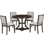 Ensemble de salle à manger rétro Merax élégant 5 pièces avec table ronde extensible et 4 chaises rembourrées