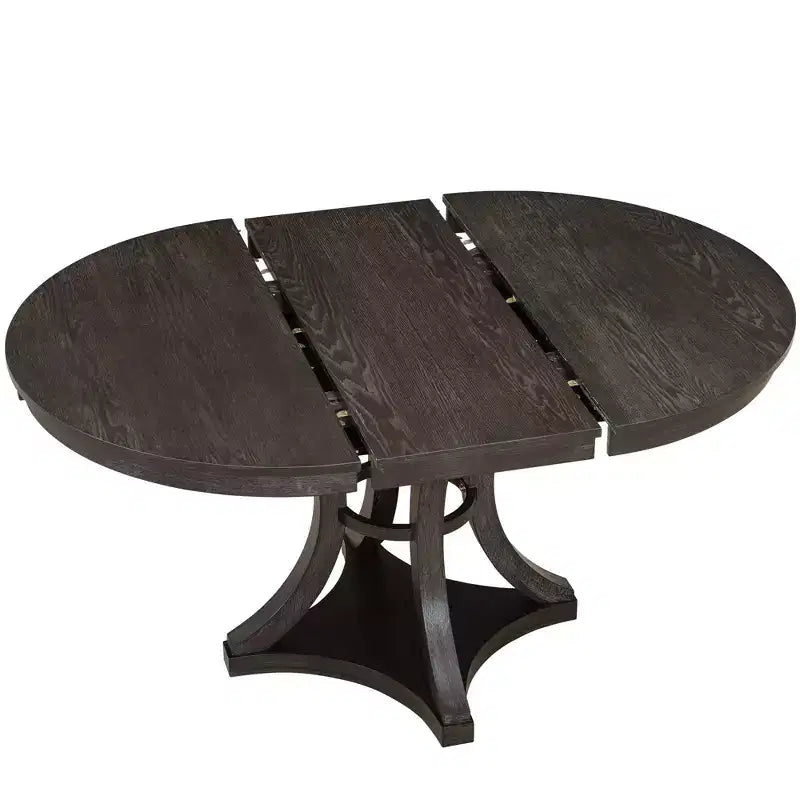 Ensemble de salle à manger rétro Merax élégant 5 pièces avec table ronde extensible et 4 chaises rembourrées