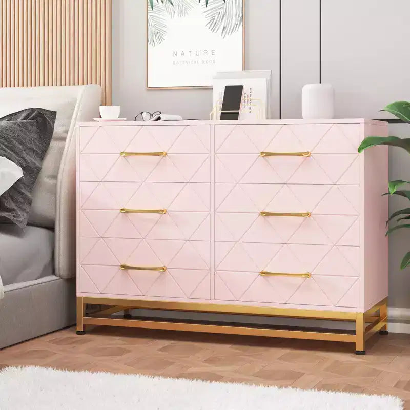 Commode haute à 6 tiroirs – Rangement peu encombrant avec tiroirs à fermeture douce et kit anti-basculement