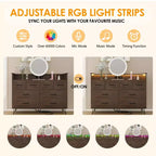 Commode avec prise électrique et lumières LED, commode en bois à 8 tiroirs pour chambre à coucher, commode moderne pour placard, salon