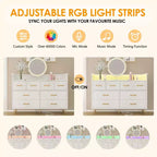 Commode avec prise électrique et lumières LED, commode en bois à 8 tiroirs pour chambre à coucher, commode moderne pour placard, salon