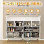 Commode avec prise électrique et lumières LED, commode en bois à 8 tiroirs pour chambre à coucher, commode moderne pour placard, salon