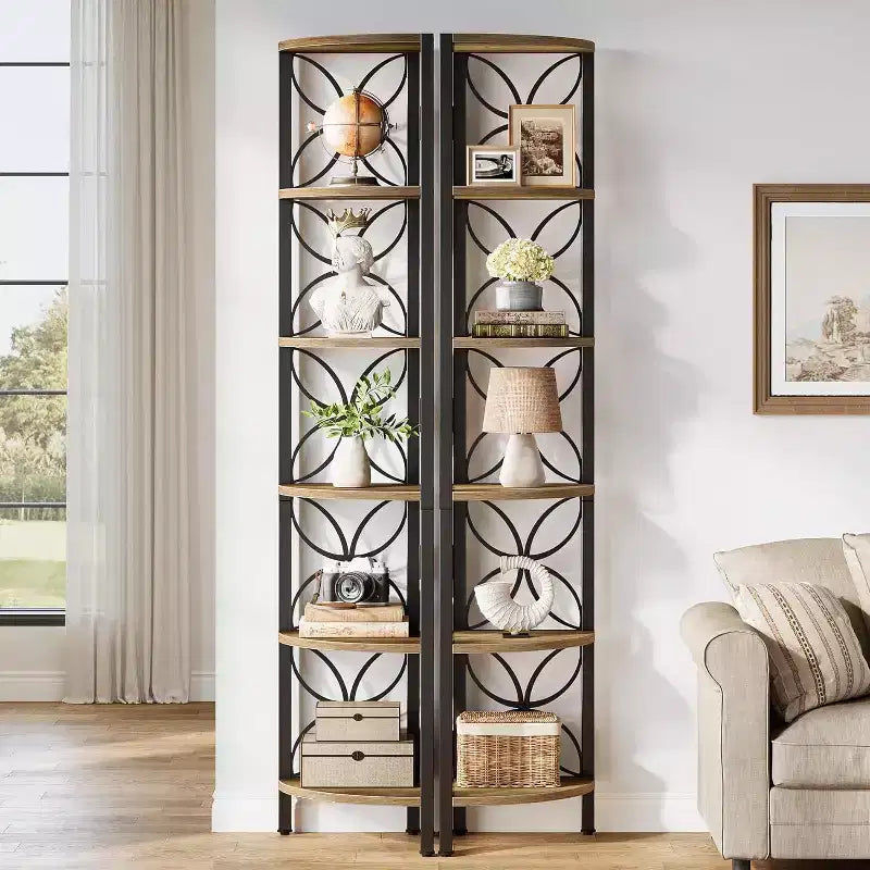 Étagère d'angle Lantine à 6 niveaux, bibliothèque de 180 cm, étagère de rangement, support pour plantes pour salon, chambre à coucher, salle de bain, cuisine