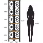Étagère d'angle Lantine à 6 niveaux, bibliothèque de 180 cm, étagère de rangement, support pour plantes pour salon, chambre à coucher, salle de bain, cuisine