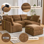 Canapé modulable multifonctionnel Merax avec pouf mobile