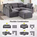 Canapé modulable multifonctionnel Merax avec pouf mobile