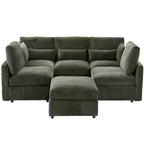 Canapé modulable multifonctionnel Merax avec pouf mobile