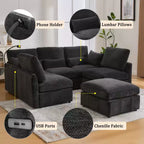 Canapé modulable multifonctionnel Merax avec pouf mobile