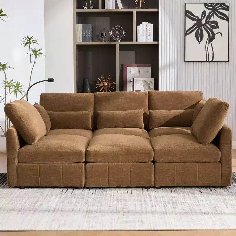 Canapé modulable multifonctionnel Merax avec pouf mobile
