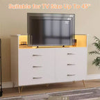 Commode à 6 tiroirs - Armoire de rangement moderne avec fonction meuble TV