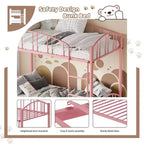 Lit superposé en métal une place sur une place, cadre superposé robuste avec garde-corps arqué et échelle de sécurité, lit en acier robuste pour enfants garçons filles, rose