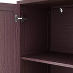 Buffet décoratif rustique en rotin Okak avec 4 portes et étagères réglables, buffet fonctionnel pour cuisine et salle à manger