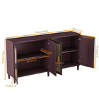 Buffet décoratif rustique en rotin Okak avec 4 portes et étagères réglables, buffet fonctionnel pour cuisine et salle à manger