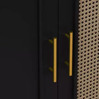 Buffet décoratif rustique en rotin Okak avec 4 portes et étagères réglables, buffet fonctionnel pour cuisine et salle à manger
