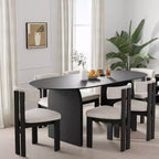 Table à manger ovale noire de style ferme de 67 po pour 4 à 6 personnes avec pieds de table arqués ronds pour salle à manger et salon