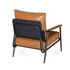 Fauteuil de salon d'appoint Zeus et Ruta de style moderne du milieu du siècle en similicuir avec dossier haut rembourré et structure métallique - Marron