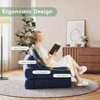 TROPOW Canapé-lit pliant, Futon convertible, Canapé pliant au sol pour salon, Fauteuil-lit convertible avec oreiller et matelas pliable à soutien dorsal