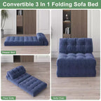 TROPOW Canapé-lit pliant, Futon convertible, Canapé pliant au sol pour salon, Fauteuil-lit convertible avec oreiller et matelas pliable à soutien dorsal