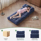 TROPOW Canapé-lit pliant, Futon convertible, Canapé pliant au sol pour salon, Fauteuil-lit convertible avec oreiller et matelas pliable à soutien dorsal