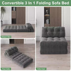 TROPOW Canapé-lit pliant, Futon convertible, Canapé pliant au sol pour salon, Fauteuil-lit convertible avec oreiller et matelas pliable à soutien dorsal