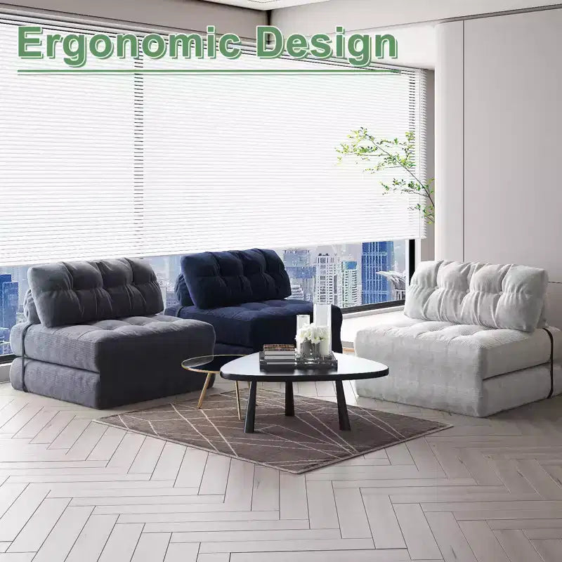 TROPOW Canapé-lit pliant, Futon convertible, Canapé pliant au sol pour salon, Fauteuil-lit convertible avec oreiller et matelas pliable à soutien dorsal